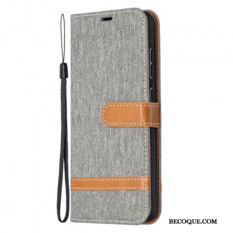 Kotelot Samsung Galaxy A52 4G / A52 5G / A52s 5G Suojaketju Kuori Kangas- Ja Nahkaefektihihna