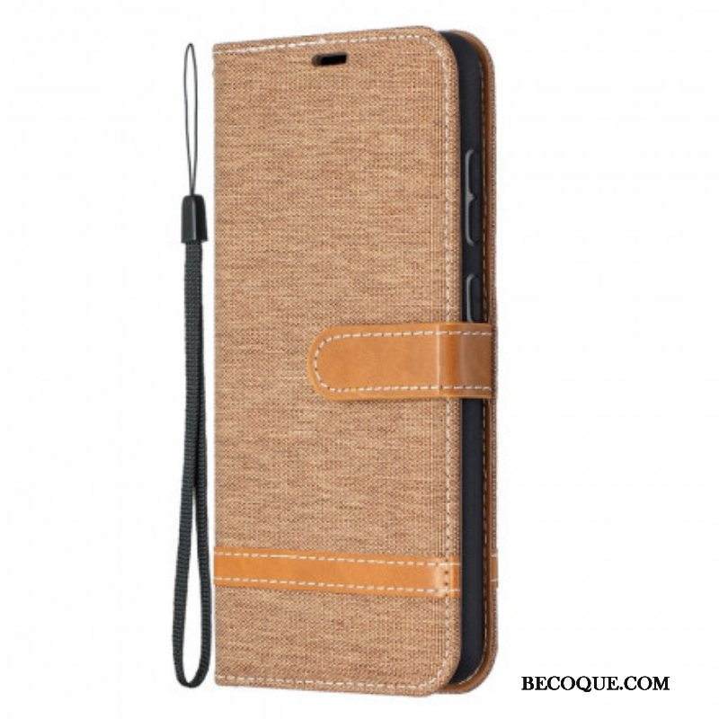 Kotelot Samsung Galaxy A52 4G / A52 5G / A52s 5G Suojaketju Kuori Kangas- Ja Nahkaefektihihna