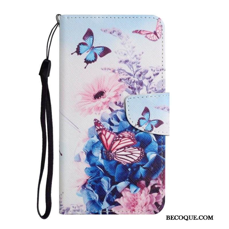 Kotelot Samsung Galaxy A54 5G Mestarilliset Perhoset Kaulanauhalla