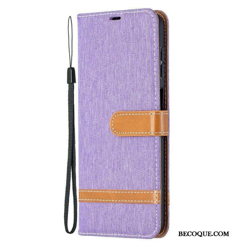 Kotelot Samsung Galaxy M12 / A12 Suojaketju Kuori Kangas- Ja Nahkaefektihihna