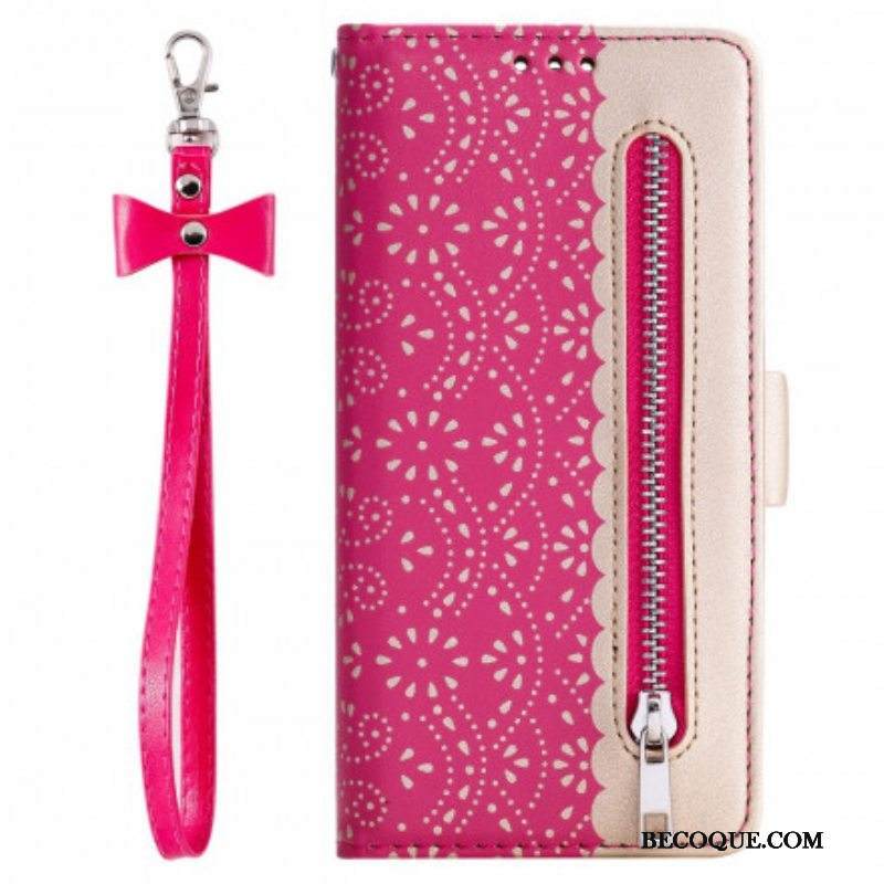 Kotelot Samsung Galaxy M12 / A12 Suojaketju Kuori Pitsihihna Kolikkokukkaro