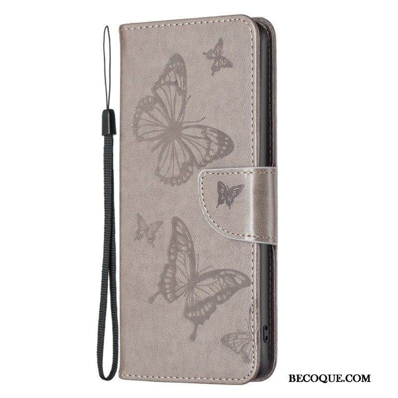 Kotelot Samsung Galaxy M53 5G Suojaketju Kuori Perhosille Painettu Olkahihna