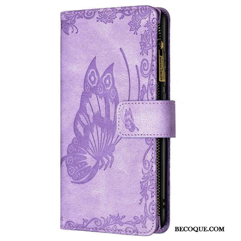 Kotelot Samsung Galaxy S21 FE Butterfly Barokki Vetoketjullinen Tasku