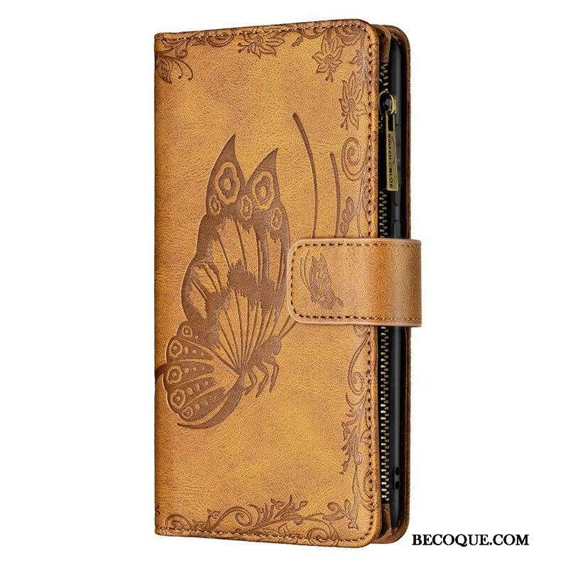 Kotelot Samsung Galaxy S21 FE Butterfly Barokki Vetoketjullinen Tasku