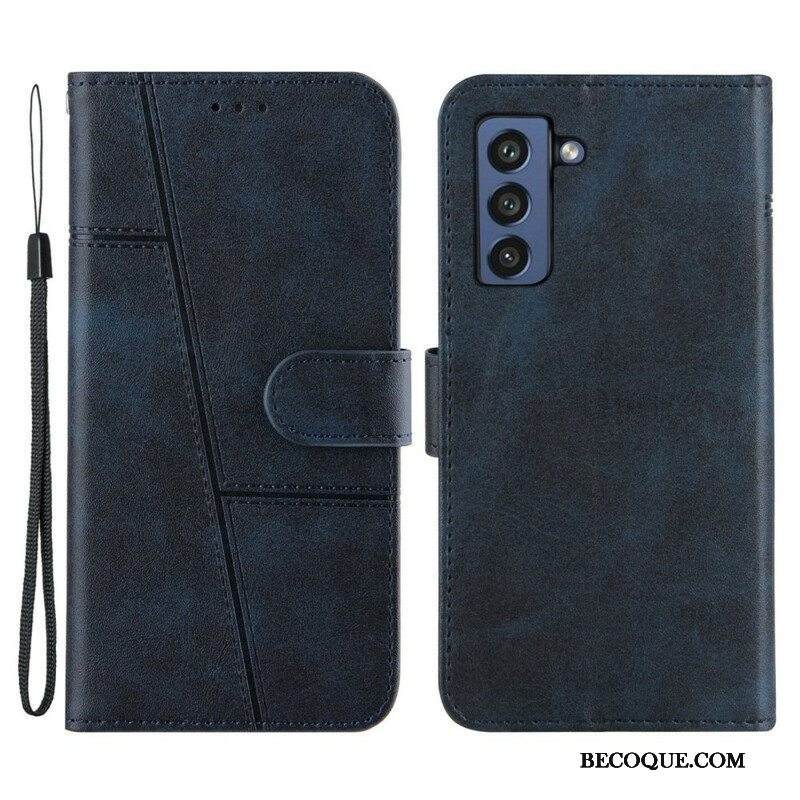 Kotelot Samsung Galaxy S21 FE Suojaketju Kuori Strappy Geo Leather Effect