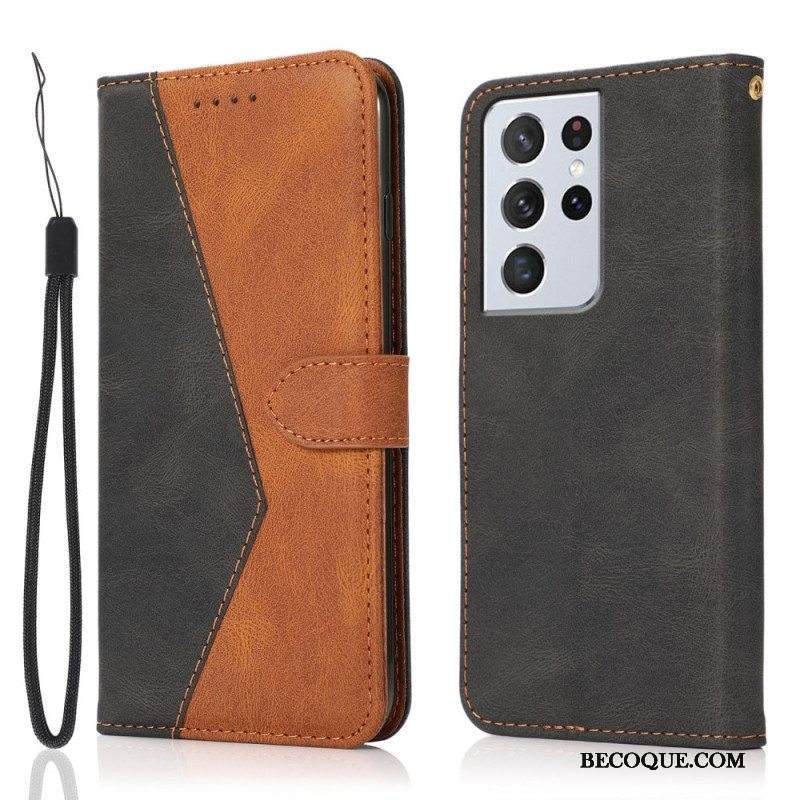 Kotelot Samsung Galaxy S21 Ultra 5G Kaksisävyinen Kolmion Tekonahka