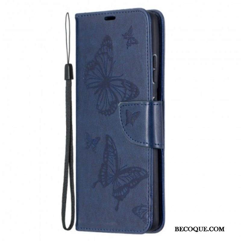 Kotelot Samsung Galaxy S21 Ultra 5G Perhosia Lennossa Lanyardin Kanssa