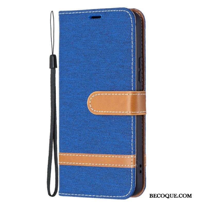 Kotelot Samsung Galaxy S22 5G Suojaketju Kuori Kangas- Ja Nahkaefektihihna