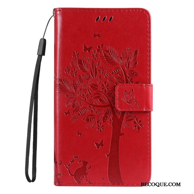 Kotelot Samsung Galaxy S22 Plus 5G Suojaketju Kuori Tree Ja Strappy Cat