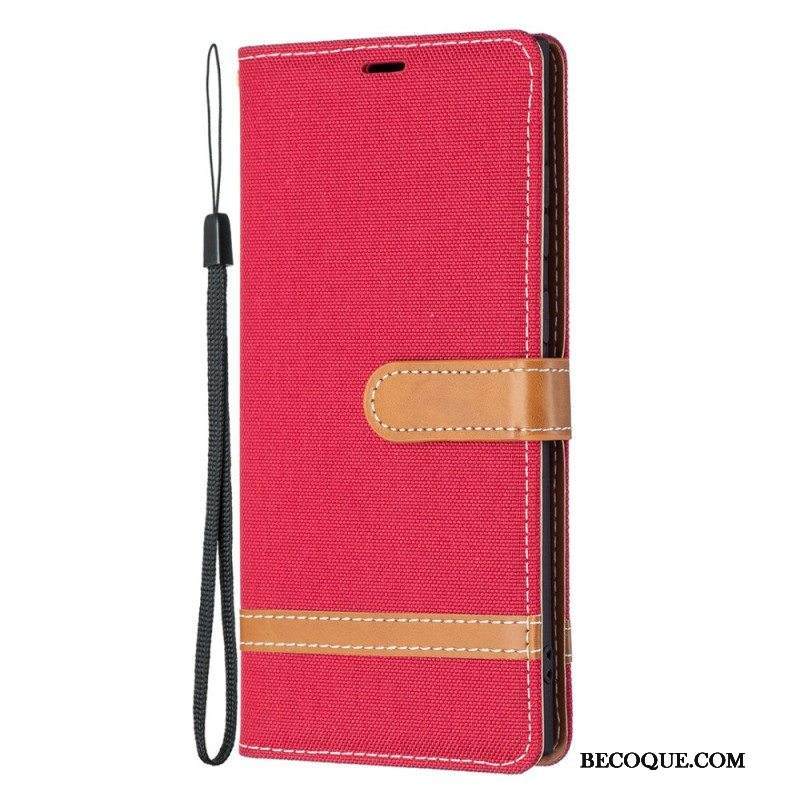 Kotelot Samsung Galaxy S22 Ultra 5G Suojaketju Kuori Kangas- Ja Nahkaefektihihna