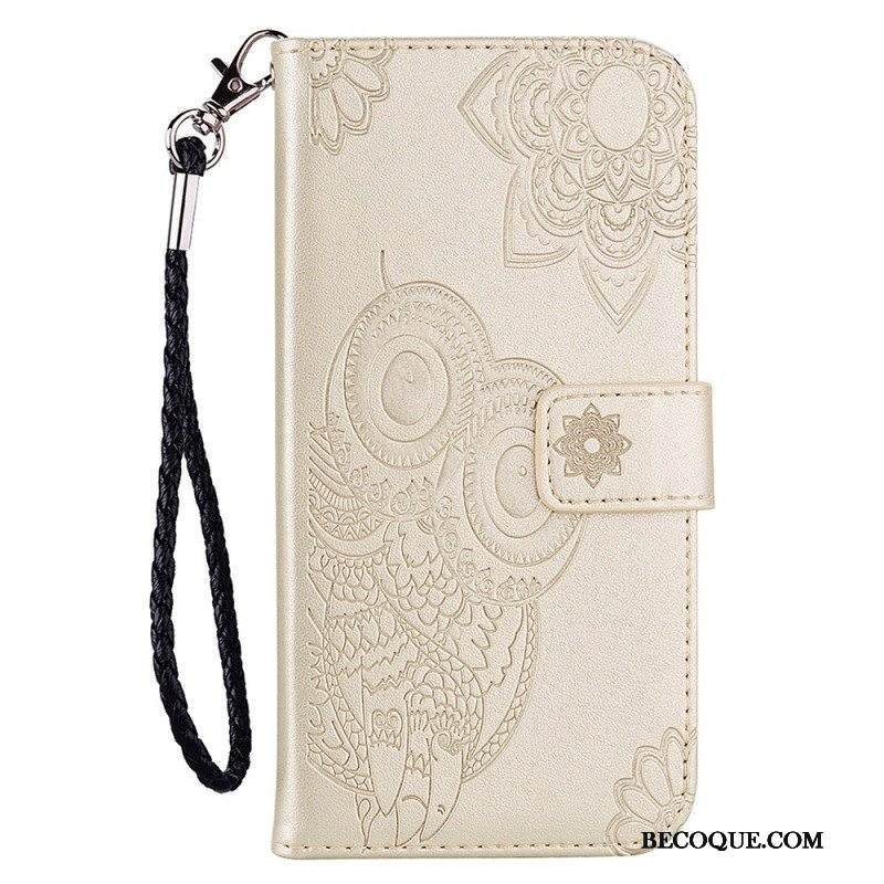 Kotelot Samsung Galaxy S23 Ultra 5G Pöllömandala Ja Kaulanauha