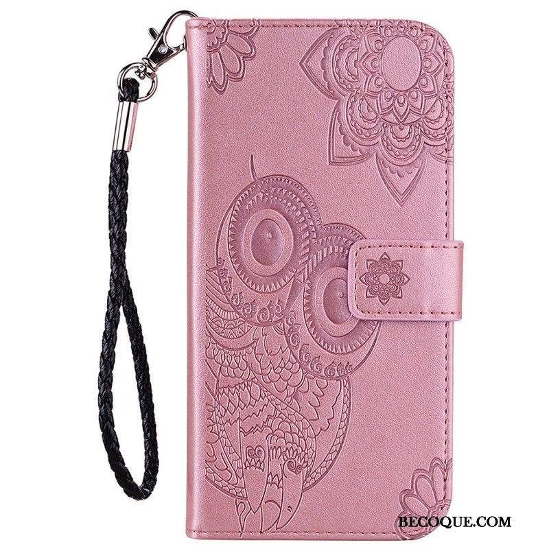 Kotelot Samsung Galaxy S23 Ultra 5G Pöllömandala Ja Kaulanauha