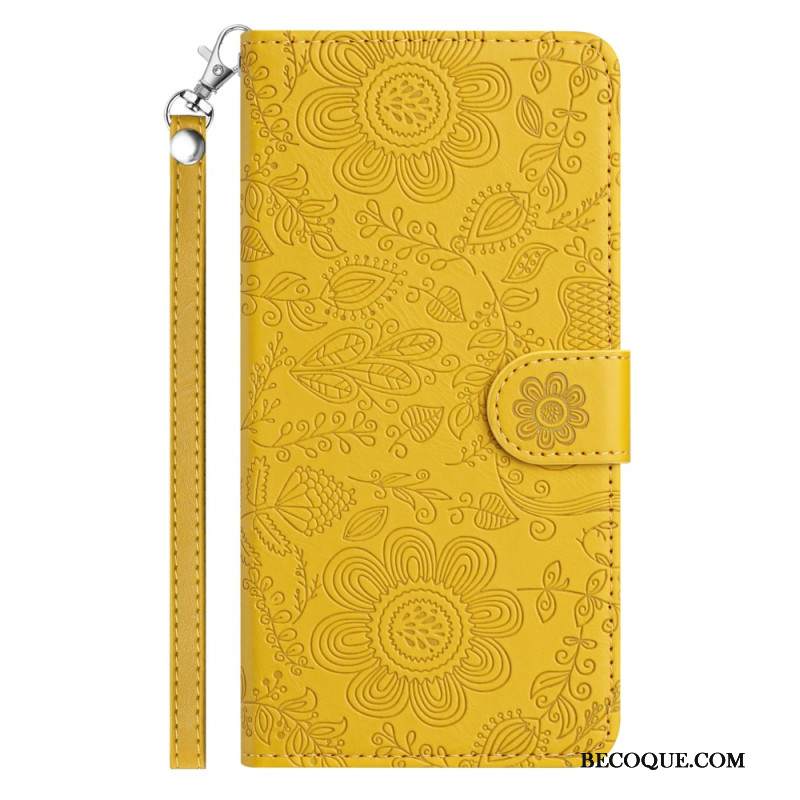 Kotelot Samsung Galaxy S25 Fe Kukkaiskuvio Ja Hihna