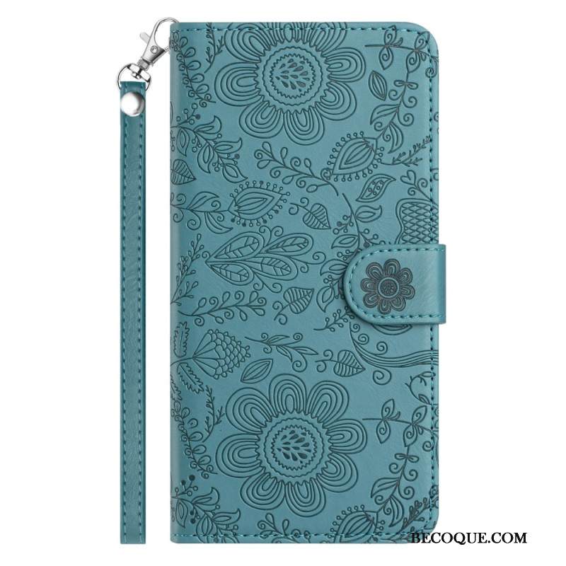 Kotelot Samsung Galaxy S25 Fe Kukkaiskuvio Ja Hihna