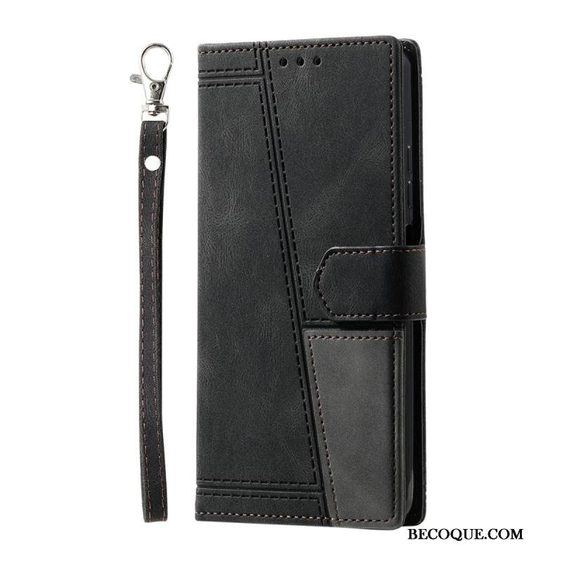 Kotelot Samsung Galaxy S25 Ultra 5g Kaksivärinen Mokkanahkamainen Rfid-lompakko Hihnalla