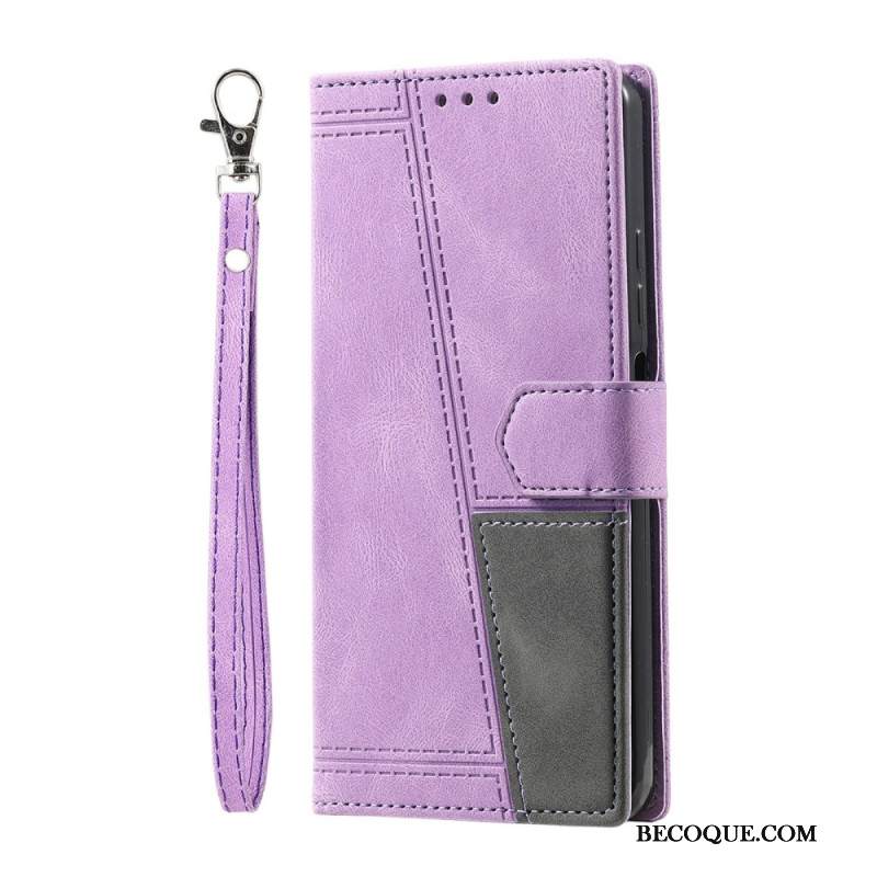 Kotelot Samsung Galaxy S25 Ultra 5g Kaksivärinen Mokkanahkamainen Rfid-lompakko Hihnalla