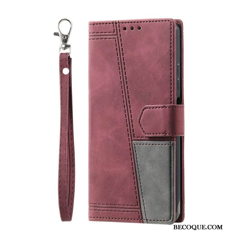 Kotelot Samsung Galaxy S25 Ultra 5g Kaksivärinen Mokkanahkamainen Rfid-lompakko Hihnalla