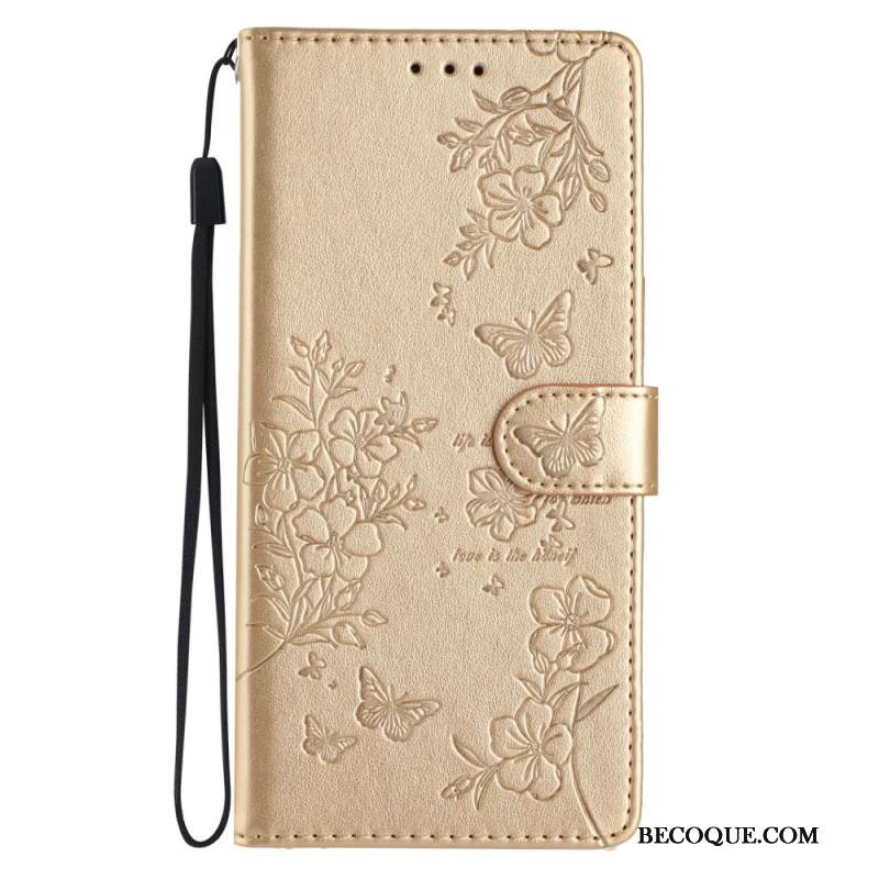 Kotelot Samsung Galaxy S26 Plus Puhelinkuoret Kukkakuvioinen Perhoskuvio Ja Kaulanauha