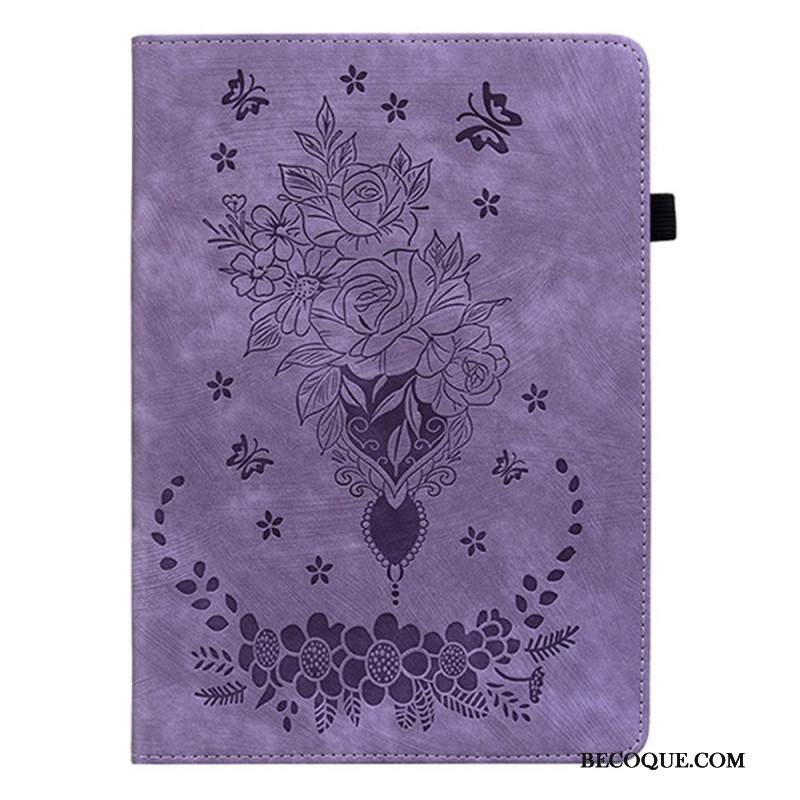 Kotelot Samsung Galaxy Tab S11 Mokkanahkaefekti Kukkakuvio