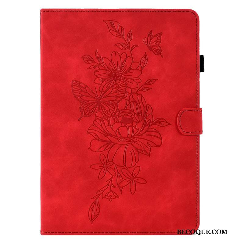 Kotelot Samsung Galaxy Tab S11 Mokkanahkainen Kukka- Ja Perhoskuvio