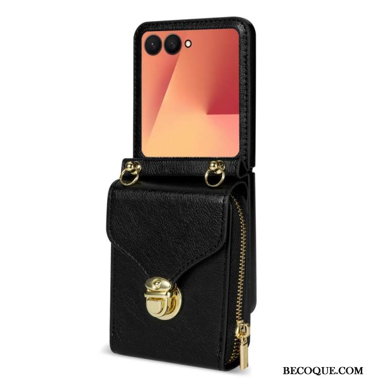 Kotelot Samsung Galaxy Z Flip 7 Vetoketjullinen Lompakko Ja Olkahihna