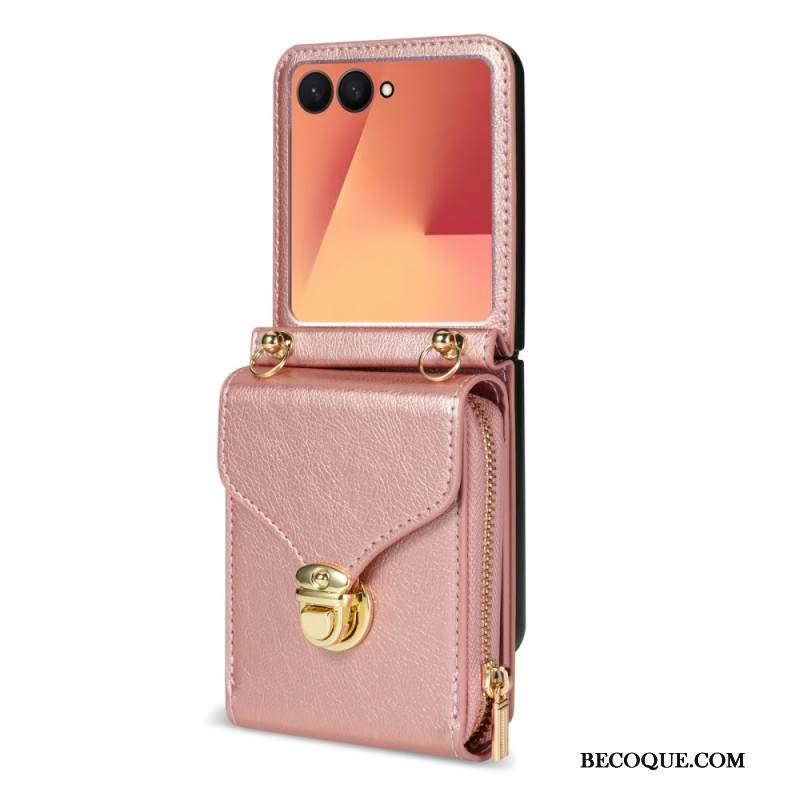 Kotelot Samsung Galaxy Z Flip 7 Vetoketjullinen Lompakko Ja Olkahihna