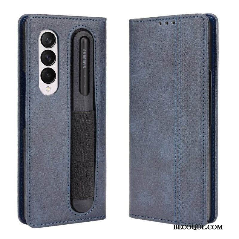 Kotelot Samsung Galaxy Z Fold 3 5G Tyylitelty Nahkavaikutteinen Kynäteline