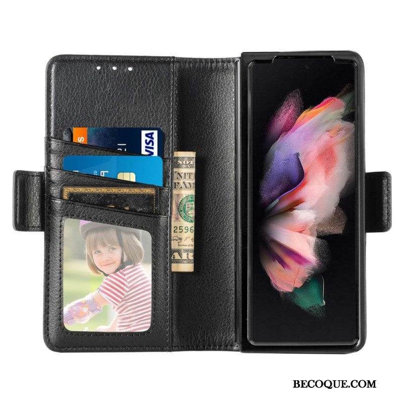 Kotelot Samsung Galaxy Z Fold 4 Caseneo Keinonahkainen Litsi-kynäpaikka