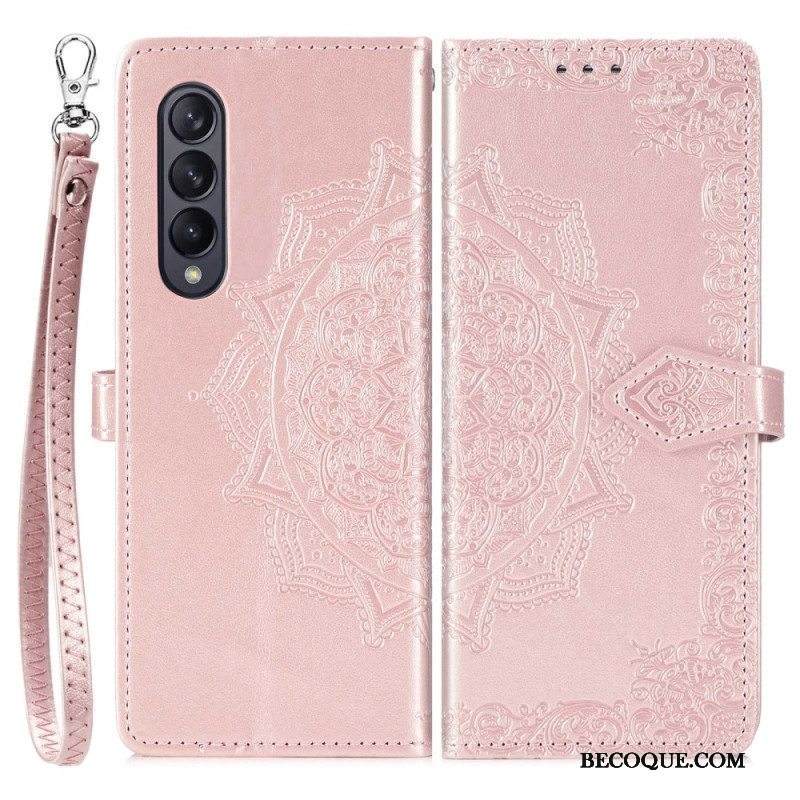 Kotelot Samsung Galaxy Z Fold 4 Suojaketju Kuori Keskiaikainen Strappy Mandala