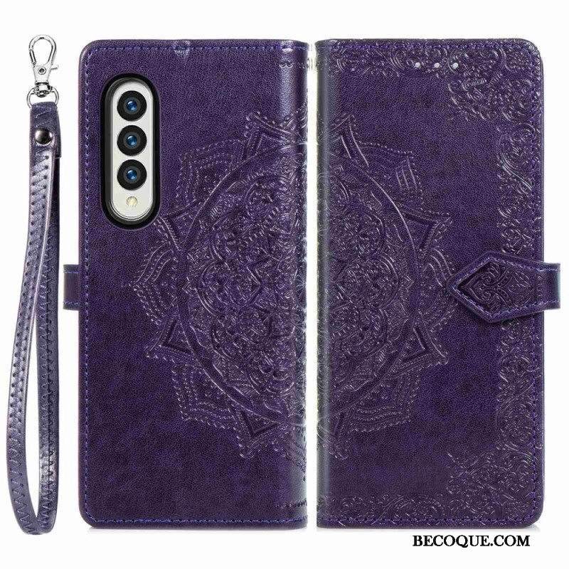 Kotelot Samsung Galaxy Z Fold 4 Suojaketju Kuori Keskiaikainen Strappy Mandala