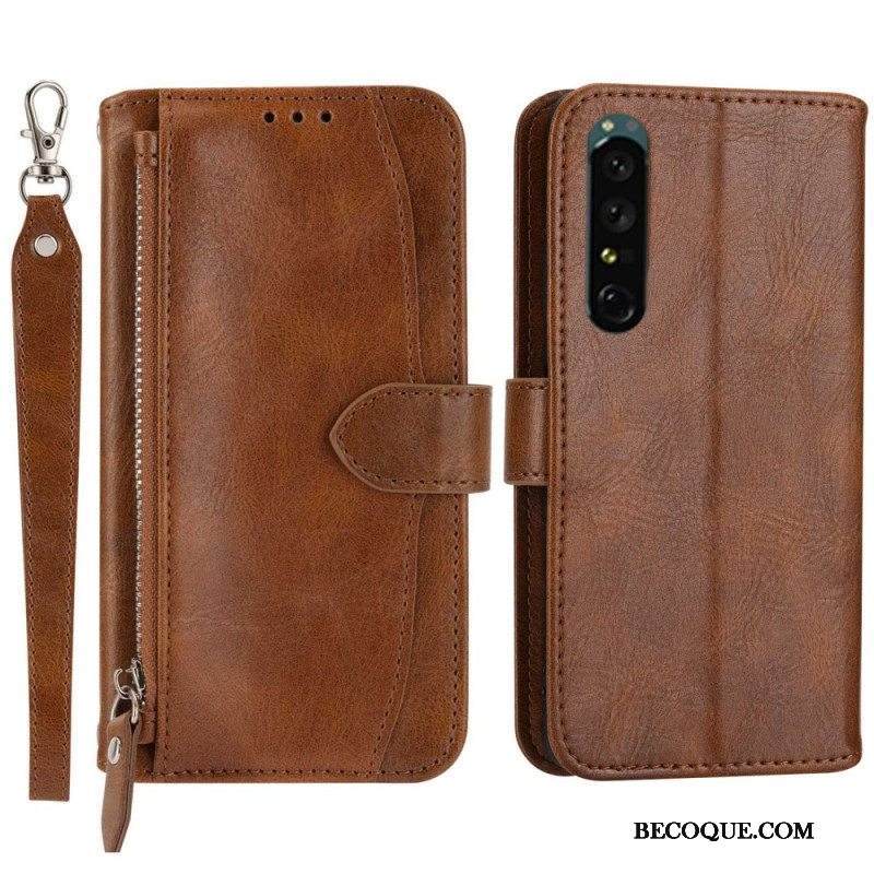 Kotelot Sony Xperia 1 IV Lompakkokotelo Lompakko Kaulanauhalla Ja Olkahihnalla