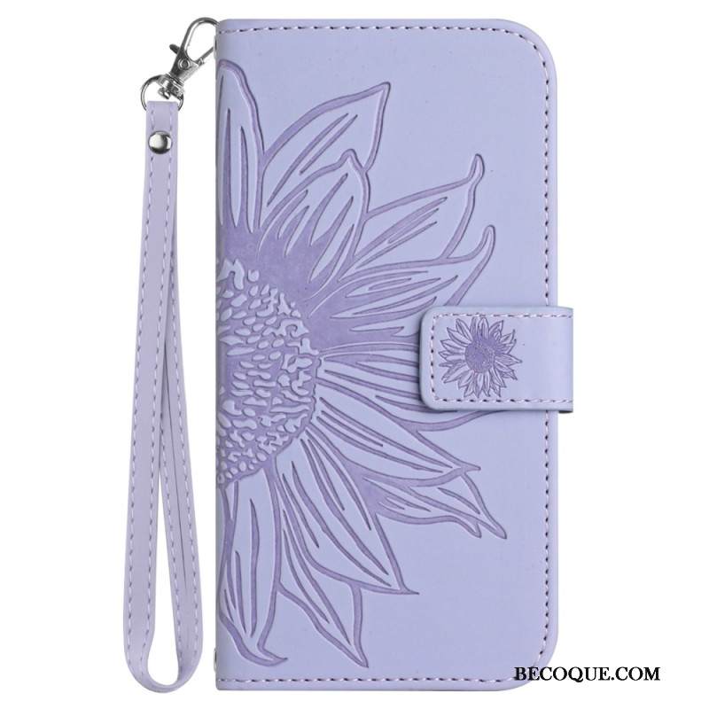 Kotelot Sony Xperia 1 Vii Auringonkukkakuvio Ja Hihna