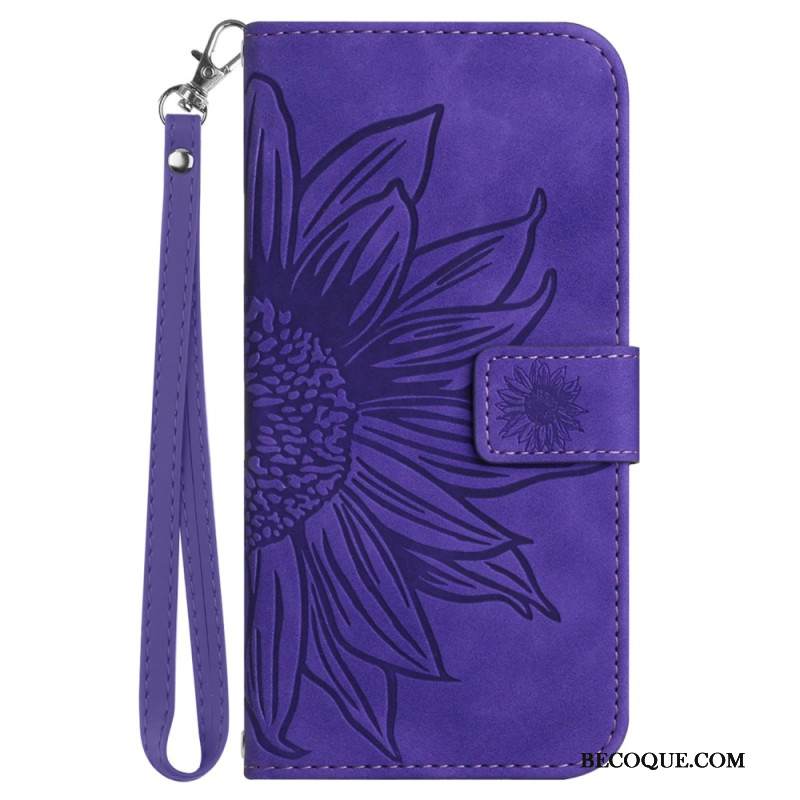 Kotelot Sony Xperia 1 Vii Auringonkukkakuvio Ja Hihna