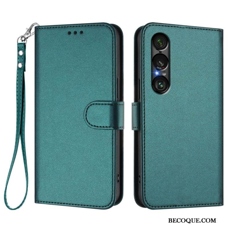 Kotelot Sony Xperia 1 Vii Nahkaefekti Ja Nauha Suojakuori