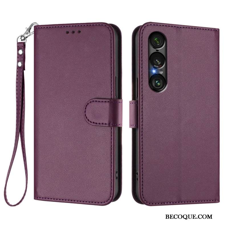 Kotelot Sony Xperia 1 Vii Nahkaefekti Ja Nauha Suojakuori