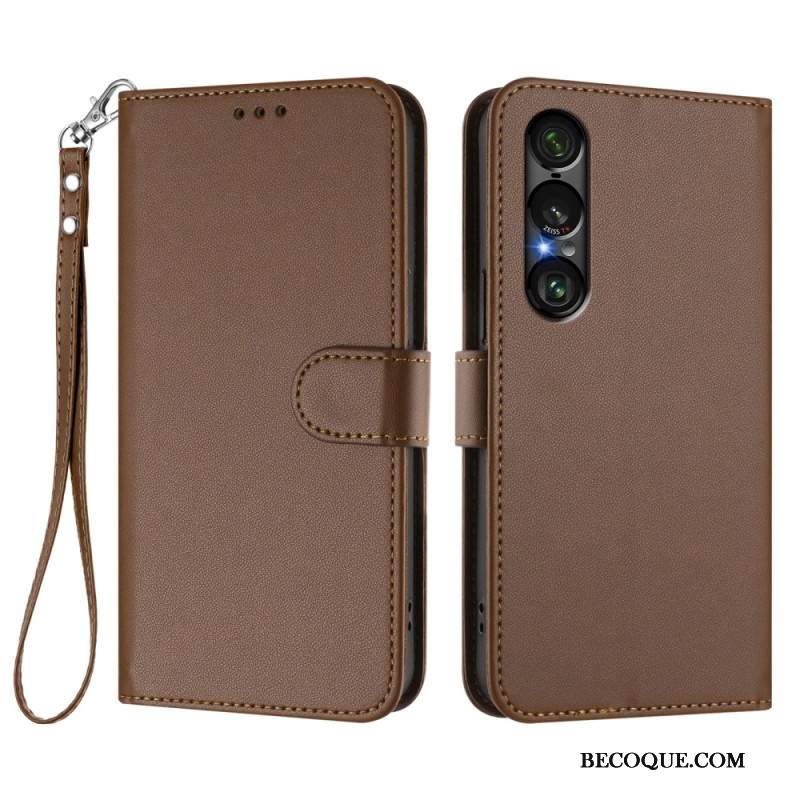 Kotelot Sony Xperia 1 Vii Nahkaefekti Ja Nauha Suojakuori