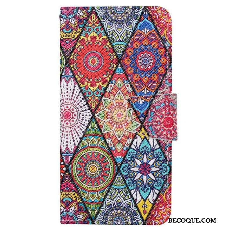 Kotelot Xiaomi 12T / 12T Pro Patchwork Kaulanauhalla