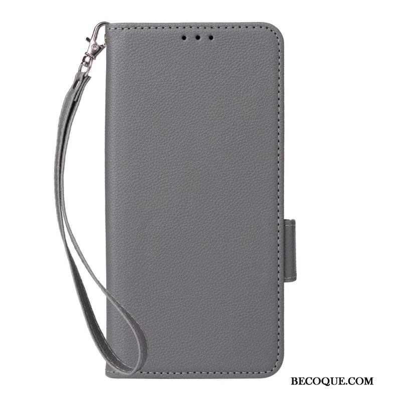 Kotelot Xiaomi 15 Pro Litsikuvioinen Tekonahka Hihnalla