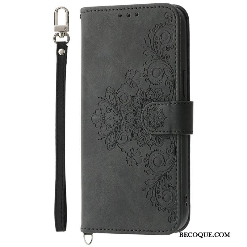 Kotelot Xiaomi 15 Pro Mokkanahkakuvio Kukkakuvio Jossa Hihna Ja Olkahihna Suojakuori