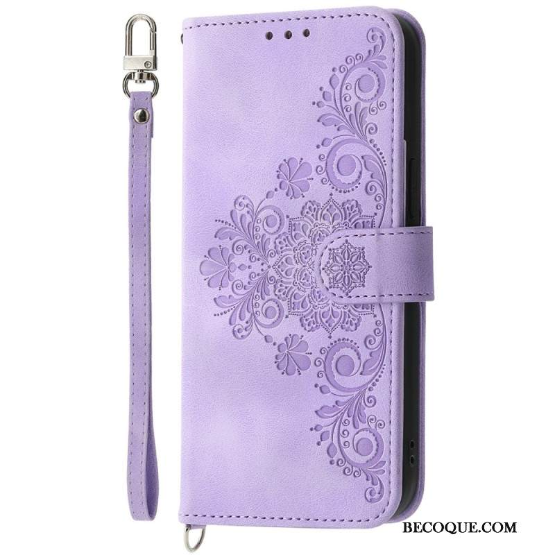 Kotelot Xiaomi 15 Pro Mokkanahkakuvio Kukkakuvio Jossa Hihna Ja Olkahihna Suojakuori