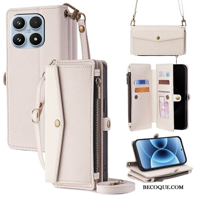 Kotelot Xiaomi 17 Lompakko Olkahihnalla Ja Nauhalla