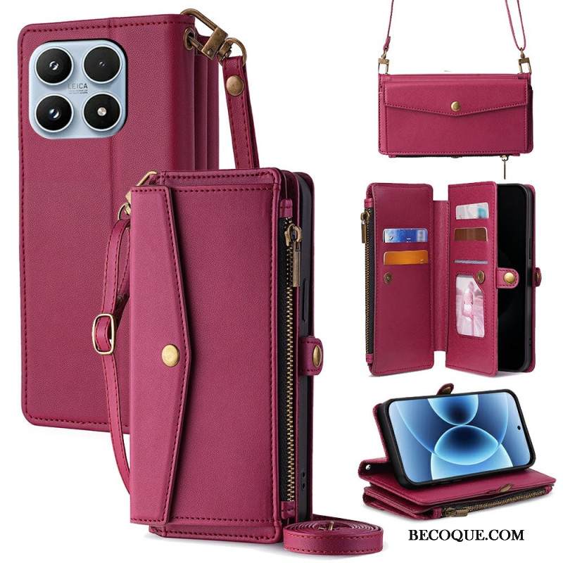 Kotelot Xiaomi 17 Lompakko Olkahihnalla Ja Nauhalla