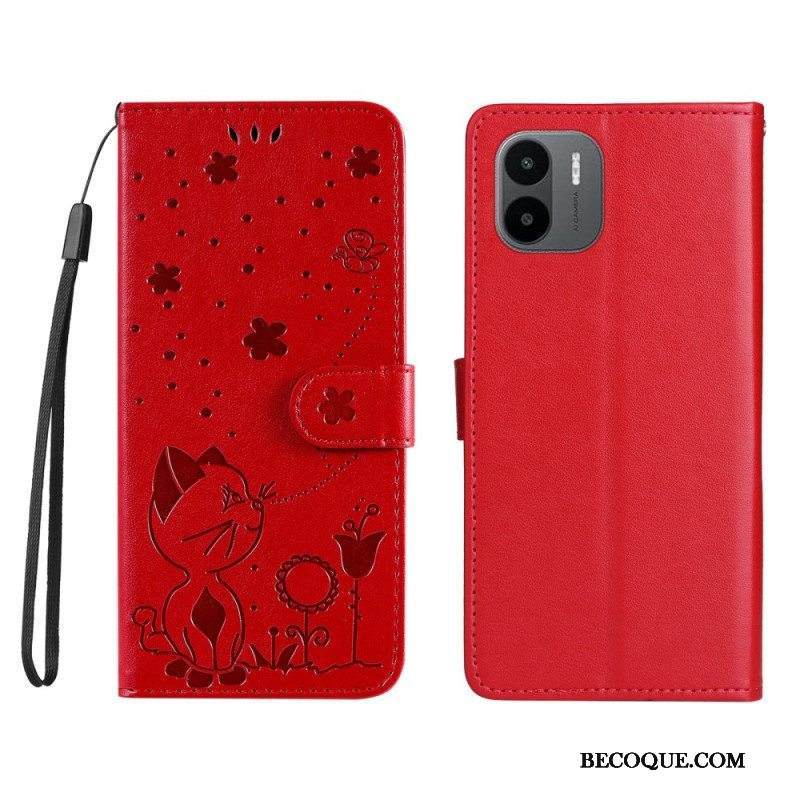 Kotelot Xiaomi Redmi A1 Suojaketju Kuori Kissa Ja Mehiläinen Kaulanauhalla