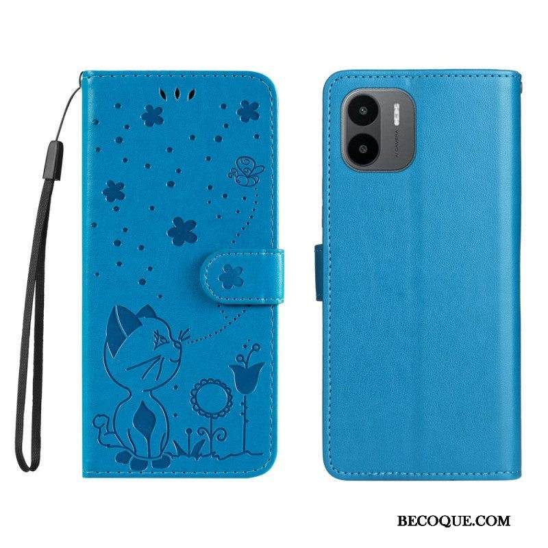 Kotelot Xiaomi Redmi A1 Suojaketju Kuori Kissa Ja Mehiläinen Kaulanauhalla