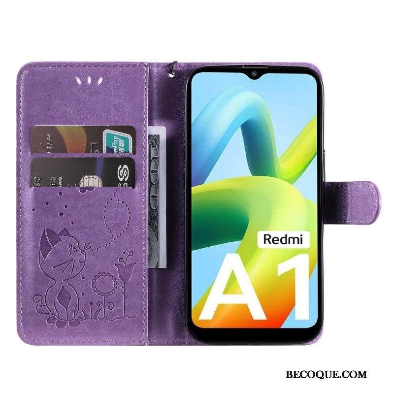 Kotelot Xiaomi Redmi A1 Suojaketju Kuori Kissa Ja Mehiläinen Kaulanauhalla