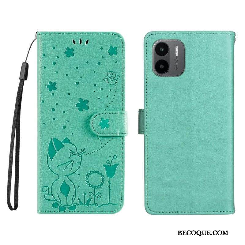 Kotelot Xiaomi Redmi A1 Suojaketju Kuori Kissa Ja Mehiläinen Kaulanauhalla