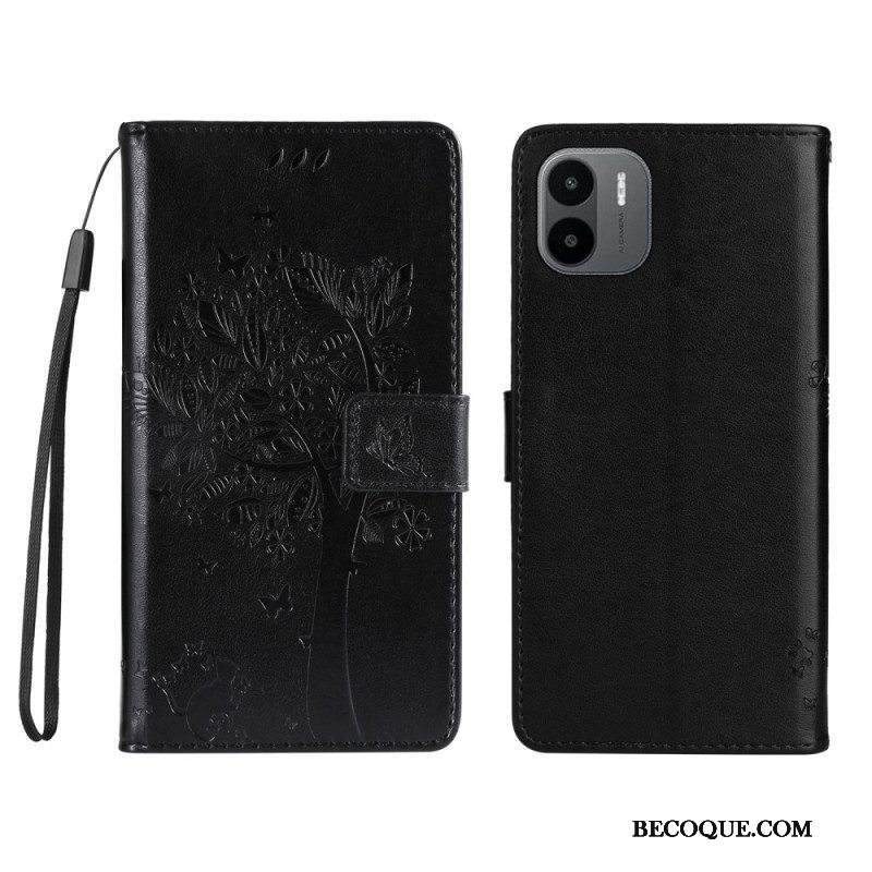 Kotelot Xiaomi Redmi A1 Suojaketju Kuori Tree Ja Strappy Cat