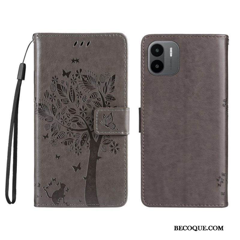 Kotelot Xiaomi Redmi A1 Suojaketju Kuori Tree Ja Strappy Cat