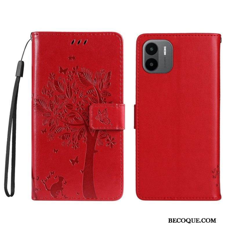 Kotelot Xiaomi Redmi A1 Suojaketju Kuori Tree Ja Strappy Cat