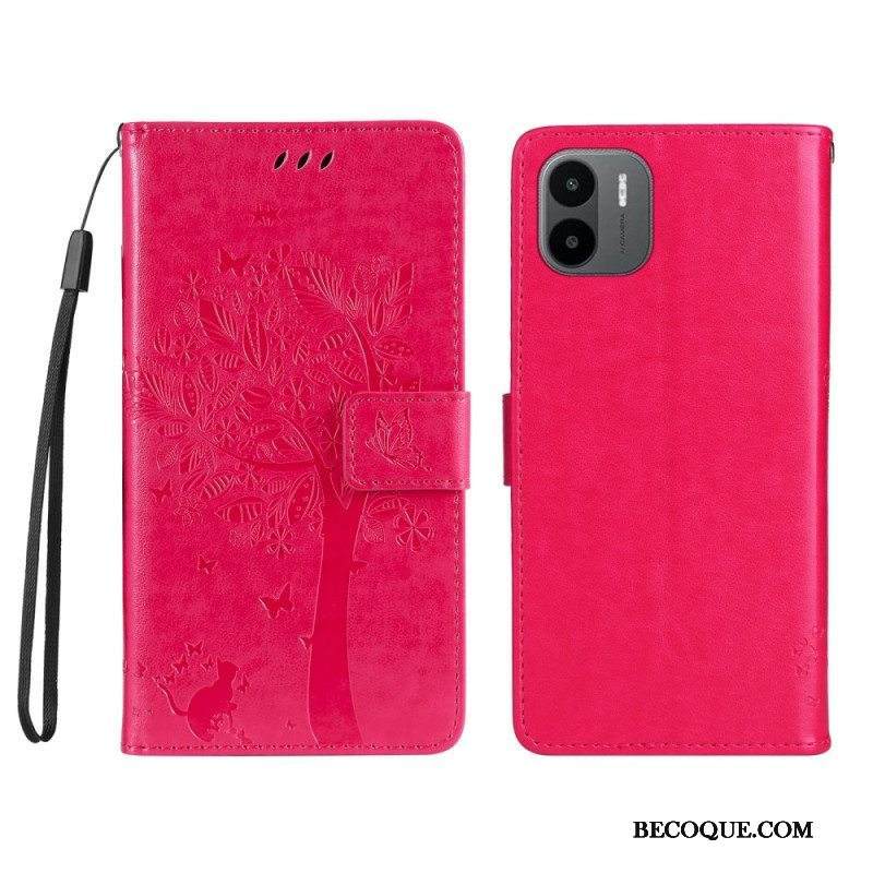 Kotelot Xiaomi Redmi A1 Suojaketju Kuori Tree Ja Strappy Cat